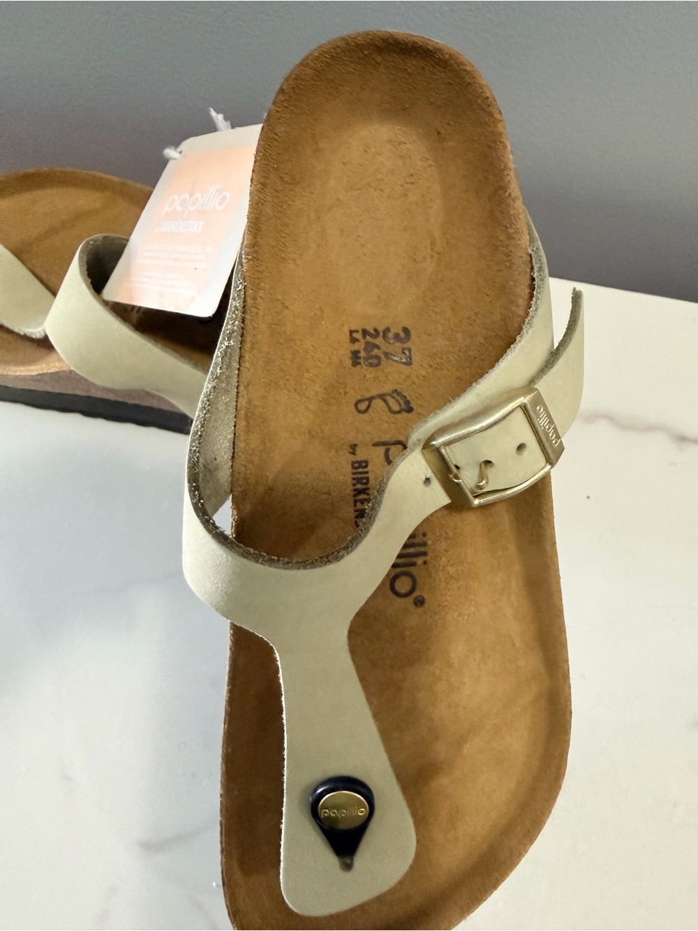 Birkenstock papillo Women’s Cream Gizeh Thong Sandal